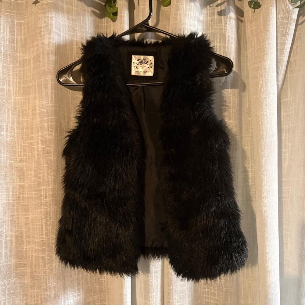 Justice Black Fur Vest